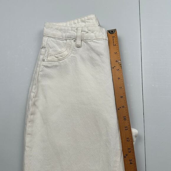 Rollas Jeans Womens 28 White Eastcoast Crop Flare High Rise Button Fly Raw Hem - Picture 10 of 13